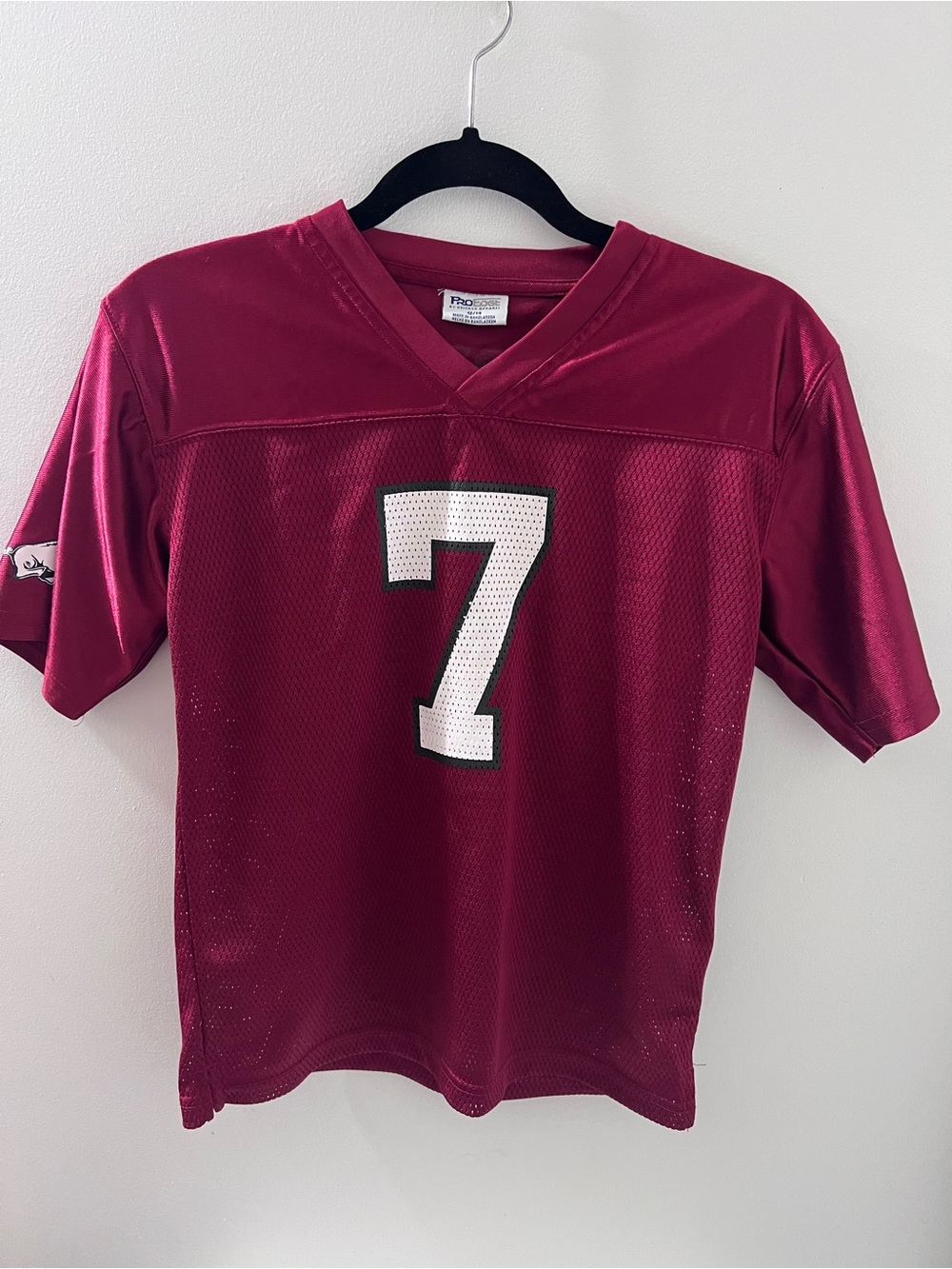 Unisex Kids Pro Edge Maroon Football Jersey with White #7